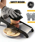 Adjustable Stainless Steel Mandoline Slicer For Kitchen Vegetables With 7 In 1 Blades And Easy Glide Settings Includes Gloves Pusher