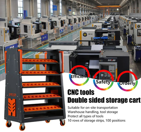40 Taper CNC Tool Cart With Five Tier Rolling Stand And Wheels Mobile Tool Holder for CNC Lathes in factory setting
