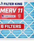 Six Pack 19.5 Inch By 19.5 Inch By 1 Inch MERV 11 Pleated Electrostatic Air Filter For HVAC AC And Furnace Dust And Allergen Control Made In USA Actual Size 19.5 By 19.5 By 0.75 Inch packaging showing 6 filters