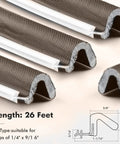 Weather Stripping Door Seal Kit for Exterior Doors and Windows, V Shaped Foam Kerf Gap Blocker, 26 Feet Brown close-up