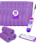 Microfiber Mop Pads For Swiffer PowerMop And 13 To 15 Inch Mops 10 Pack Reusable Wet And Dry Cleaning Pads for flat mop shown with rolled pads