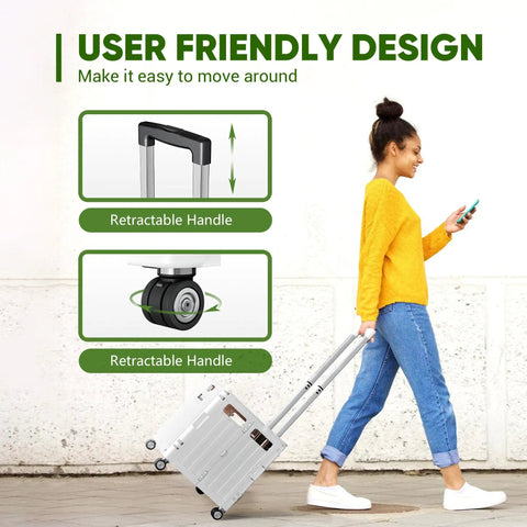 Person using Heavy Duty Folding Utility Cart With 65L Capacity, Grab N Go Portable Rolling Tote with retractable handle and wheels.