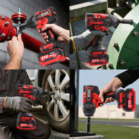 Straight Up Tough As Nails Cordless Impact Wrench 1/2 Inch Square Drive in use on automotive and construction tasks.