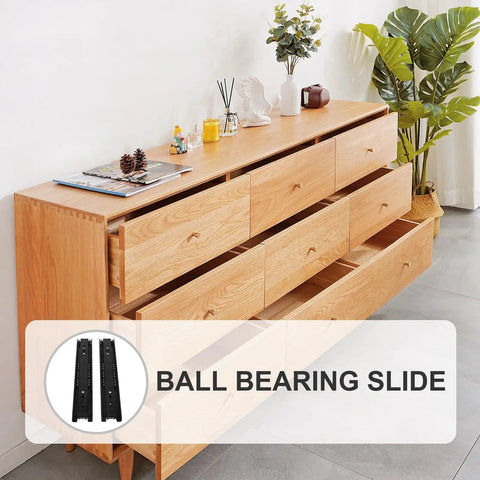 Heavy Duty Stainless Steel Drawer Slides For Cabinets And Furniture, Side Mount with black finish on dresser drawers