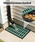 Square Catch Basin With Fiberglass Grate And Debris Basket 26x18x24 Inch Large DIY Rainwater Drain Basin installed by downspout