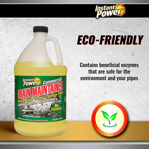 Commercial Drain Maintainer With Liquid Enzyme Clog Remover, Clears Grease Buildup, Deodorizes Drains, 1 Gallon bottle front view