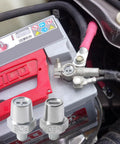 Heavy Duty Battery Post Adapter For Slick Side To Top Terminals On Your Daily Driver Rig Using Tough As Nails Zinc Alloy Build And No Fuss Charging Cable Swaps on battery.