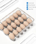 Two Tier Clear Egg Organizer For Refrigerator, 36 Egg Capacity, Auto Rolling Tray System, BPA Free, Easy Grab And Go