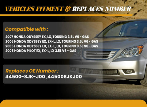 Honda Odyssey Pilot CV Intermediate Shaft Replacement 2005 2006 2007 Easy Install Be Ready to Roll Replaces 44500SJKJ00 Axle Half Shaft Assembly Drivetrain Upgrade, silver Honda SUV front view