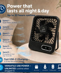 Slick Portable Cruise Fan With Tight Grip Magnetic Mount For Cabin Walls Or Ceiling, 4000 Mah Battery, Usb Rechargeable, Five Adjustable Speeds, Smart Timer And Clean White Noise, displaying adjustable speed settings.