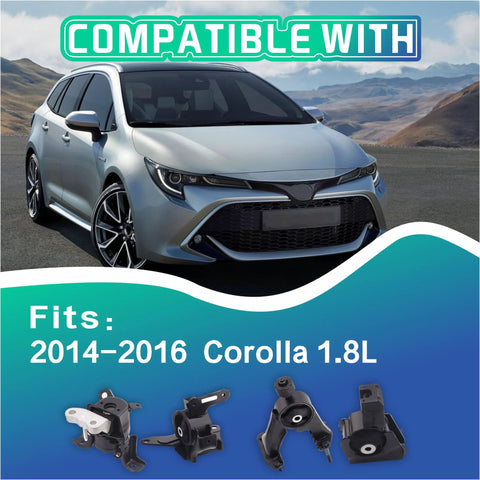 Beefed Up Engine Mounts For Toyota Corolla 2014 To 2019 1.8L Automatic Transmission Set Of Four Steel Construction