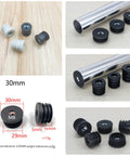 Six Pack Round Tube Plugs With M8 Thread Black Plastic Furniture Leg End Caps 30mm Diameter variation with dimensional diagram