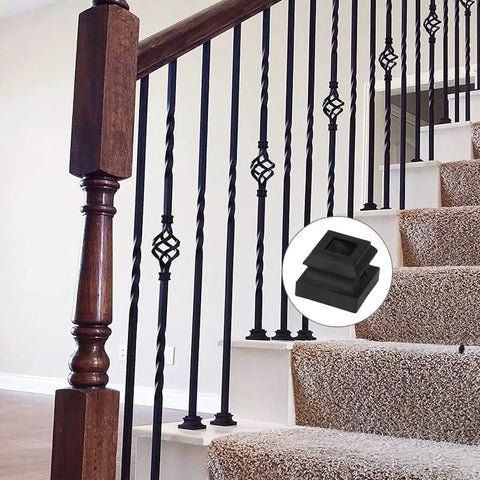 Durable Aluminum Iron Baluster Shoes With Flat Angle For Half Inch Square Balusters Rust Resistant Easy Install Pro Grade Wrought Iron Stair Railings 50 Pack For Outdoor Use