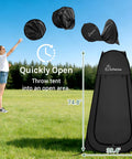 Pop Up Shower Tent For Camping, Portable Instant Changing Privacy Tent With Vent Window, quick open, lightweight, black