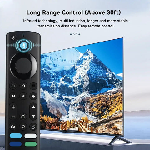 Replacement Fire TV Remote With Voice For All Firestick Devices, Works With 4K Fire Stick And Cube, remote next to smart TV