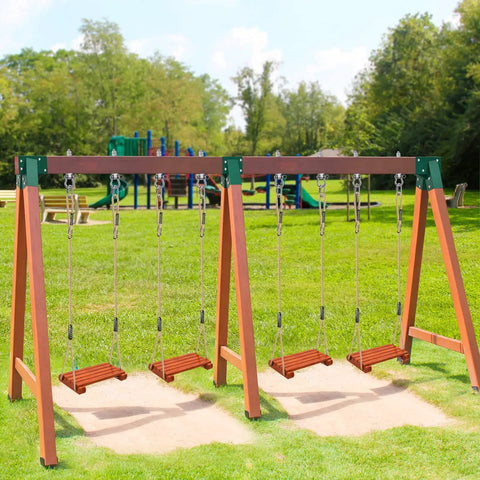 Beefed-Up Heavy-Duty A-Frame Swing Set Brackets Kit for Two 4x4 Legs and One 4x6 Beam, DIY Steel Swing Set Hardware With Mounting Hardware, Reinforced Middle Bracket Design, Green