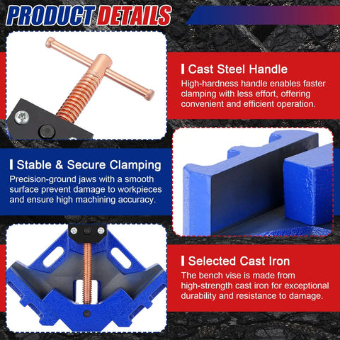 Cast Iron Welding Angle Clamp With 90 Degree Right Angle Design Built Tough Heavy Duty Two Axis Corner Clamp Self Centering
