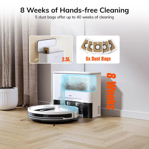 A12 Pro Robot Vacuum And Mop Combo With Self Emptying Station For 60 Days LiDAR Mapping No Go Zones WiFi Alexa Ready