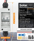 Outdoor Solar Panel Disconnect Switch 1000V 10A IP65 Rated PV Disconnect for Homes and Battery Systems front view connection