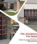 Space-Saving 27 Gallon Tote Bin Rack Organizer, Heavy Duty 5 Tier Storage Shelves, 250 Lb Capacity, Adjustable Rail Spacing From 18 To 20 Inches, Universal Fit For All 27-Gallon Totes, Great For Garage Warehouse Utility, 2 Pack in garage, shed, and storage room