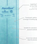 Heavy Duty Waterproof Membrane Roll Killer Moisture Barrier For Showers Bathrooms And Kitchens No Sweat Easy Installation Setup Covers Floors And Walls With Generous Six By Sixty Six Foot Roll, showing blue translucent underlayment.