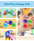Totally Fun 8 Piece Marbles For Magnetic Block Tiles Marble Run Tracks Set with colorful marbles and track pieces