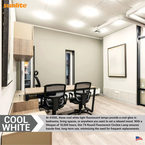 T9 Round Fluorescent Circline Lamp 32W 2100 Lumens Cool White 4100K G10Q 4Pin Base RoHS Compliant Energy Efficient in modern office