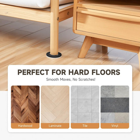 8 Pack Felt Furniture Sliders For Hardwood Floors, Three And A Half Inch Reusable Thick Moving Pads, Heavy Duty Floor Protectors For Vinyl Tile And Hard Surfaces, Glide Smoothly With No Scratches Or Damage