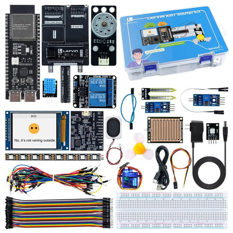 ESP32-S3 AI Voice Control Starter Kit With DHT11 Temperature Humidity Sensor Servo And Relay For Smart Home And IoT DIY Projects contents