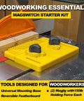 Ultra Handy Woodworking Starter Kit With Featherboard, yellow featherboard with magnetic base on table saw
