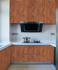 Modern kitchen cabinets covered with 17.7 Inch Wide 394 Inch Long Walnut Wood Grain Contact Paper Peel And Stick Self Adhesive Wallpaper.