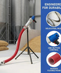 Portable Grain Suction Auger Pump Workhorse For Cement Fertilizer And Gravel With High Efficiency Screw Conveyor And Stainless Steel Feed Inlet 237In Length Easy To Use For Home And Small Vehicle Use with red hose on tripod