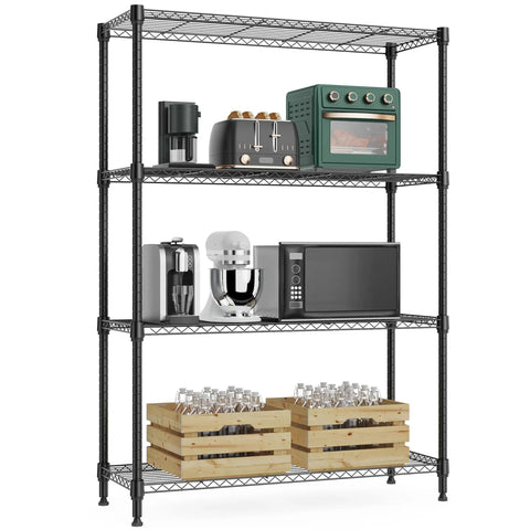 Heavy Duty 4 Tier Metal Wire Shelf On Wheels 1000 Lb Capacity Adjustable Height Storage Rack for Garage Kitchen Laundry