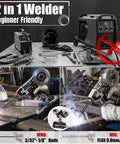 Image showing 2 in 1 Handheld MIG and Stick Welder Workhorse Portable 250A Flux Core Gasless Welder 110V IGBT Inverter MMA Arc Gun.