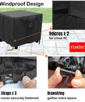 Square 30 Inch Propane Fire Pit Cover Tough As Nails Waterproof 600D with windproof design, click straps, and drawstring adjustment.