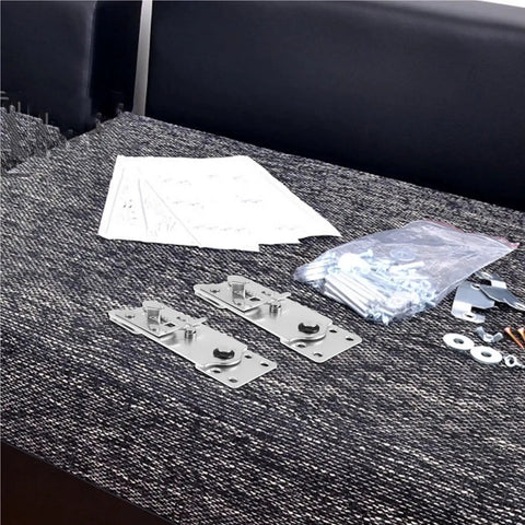 Solid As A Rock 10 Piece Heavy Duty Iron Sofa Connector Screws For Couch Sectionals with interlocking hook plate and screws.