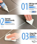 Steps for using Twist And Grout Reviver Premixed Tile Repair For Bathroom, Shower And Kitchen with Smoothing Tool Light Gray 8.8 Fluid Ounces