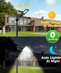 80W Solar Street Light Outdoor Flood Light with 84 LEDs 1600 Lumens 6500K IP67 illuminating house yard day and night