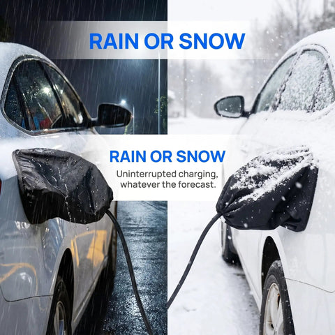 Drop In Ready Magnetic EV Charger Port Cover protecting charging ports from rain and snow, made of durable material.