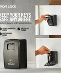 XXL Wall Mount Key Lock Box Outdoor Key Safe Waterproof Heavy Duty Metal Body With 4 Digit Combination Secure Easy Access
