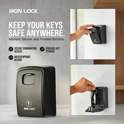 XXL Wall Mount Key Lock Box Outdoor Key Safe Waterproof Heavy Duty Metal Body With 4 Digit Combination Secure Easy Access
