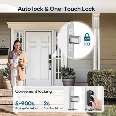 Premium Smart Front Door Lock With Hella Secure Fingerprint Deadbolt Sleek Wireless Keyless Entry Set Easy Bluetooth Keypad And Auto Lock That Plays Nice With Alexa For Zero Hassle Daily Home Access Matte Black