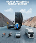 Digital Tire Pressure Gauge With Inflator And Heavy Duty Air Chuck Rubber Hose And Quick Connect For Cars And Trucks