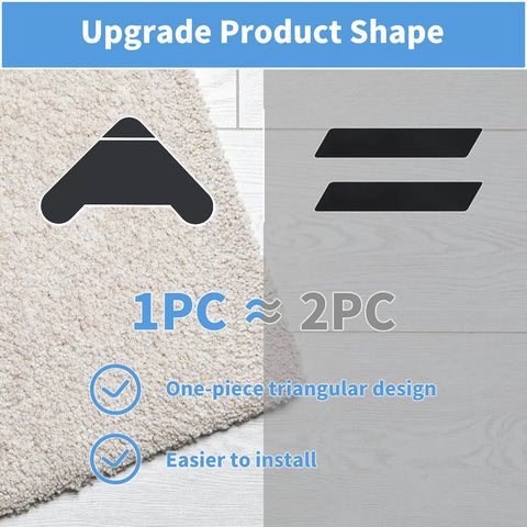 Non Slip Triangle Rug Grippers 16 Pack For Area Rugs Dual Sided Rug Pads For Hardwood and Tiles, black triangular design