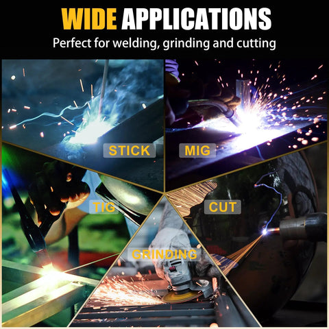 Auto Darkening Welding Helmet With Ultra Wide Viewing Lens 3.94 by 3.66 Inches, 4 Arc Sensors, solar, multi-welding use