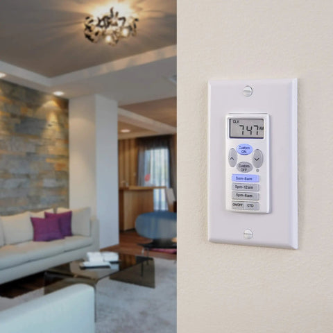 Two Pack In Wall Digital Timer Switch With Three Preset Times And One Custom Program In Home Setting