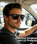 Three Pack Men's Polarized Sunglasses Set For Driving Fishing Golf Lightweight UV Protection Sun Glasses In Black Ice Blue Red