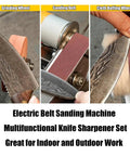 Heavy Duty 7-Speed Reversible Mini Belt Sander With Pure Copper Motor Quiet Operation Bench Knife Sharpener for various sharpening tasks.