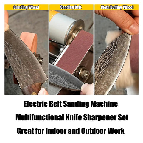 Heavy Duty 7-Speed Reversible Mini Belt Sander With Pure Copper Motor Quiet Operation Bench Knife Sharpener for various sharpening tasks.