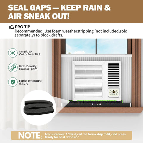 No Drill Window AC Bracket Easy Install In Minutes Heavy Duty Window Air Conditioner Mount With Anti Slip Feet Adjustable Range Strong Support Legs And Beams Handles Up To 300 Lbs